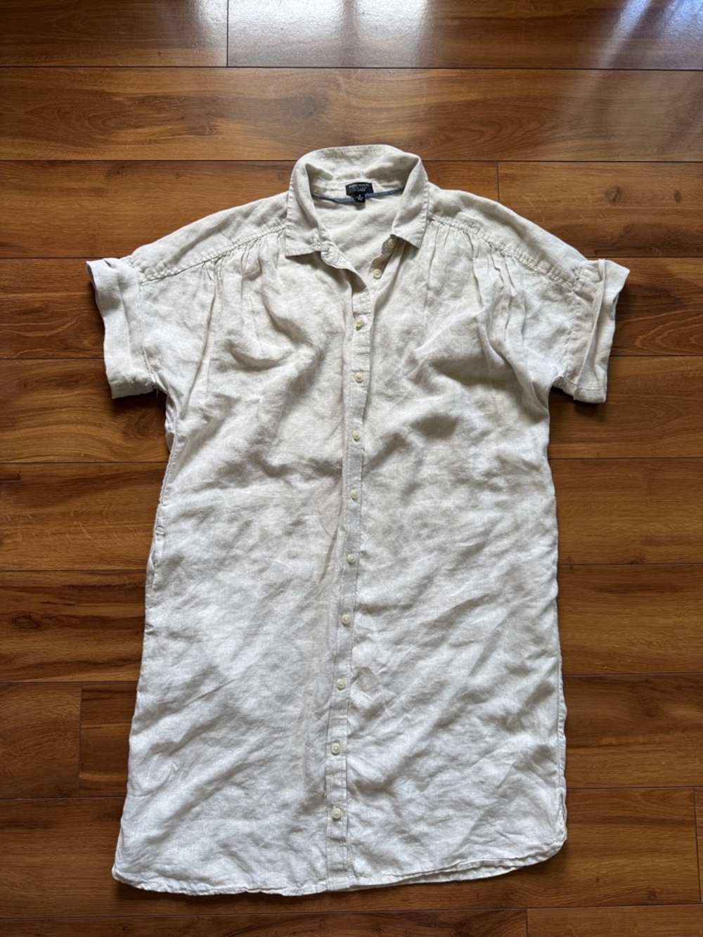 J.Crew Tan Linen Shirt Dress M